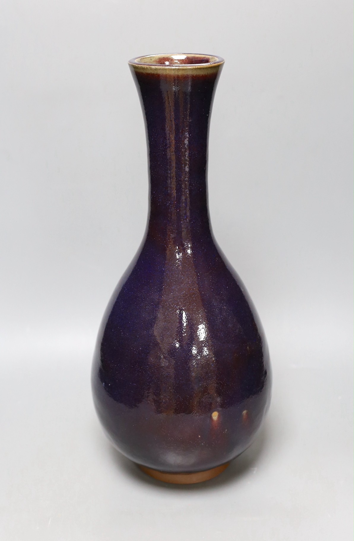 A Chinese aubergine glaze large bottle vase, 46cm